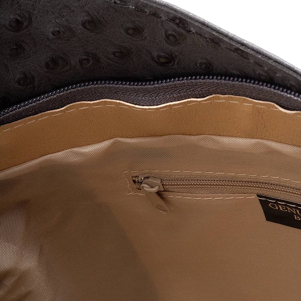 Eloquently Embossed Grey Leather Bag