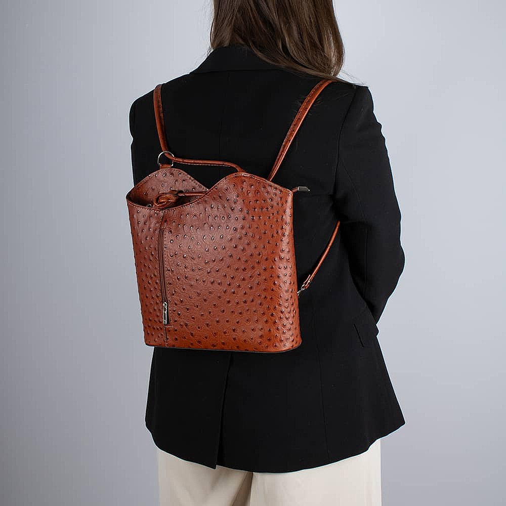 Eloquently Embossed Tan Leather Bag
