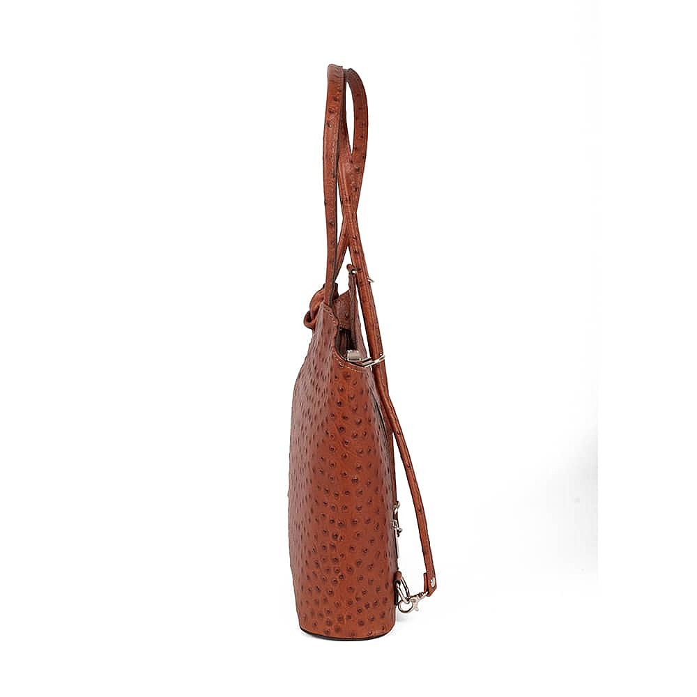 Eloquently Embossed Tan Leather Bag