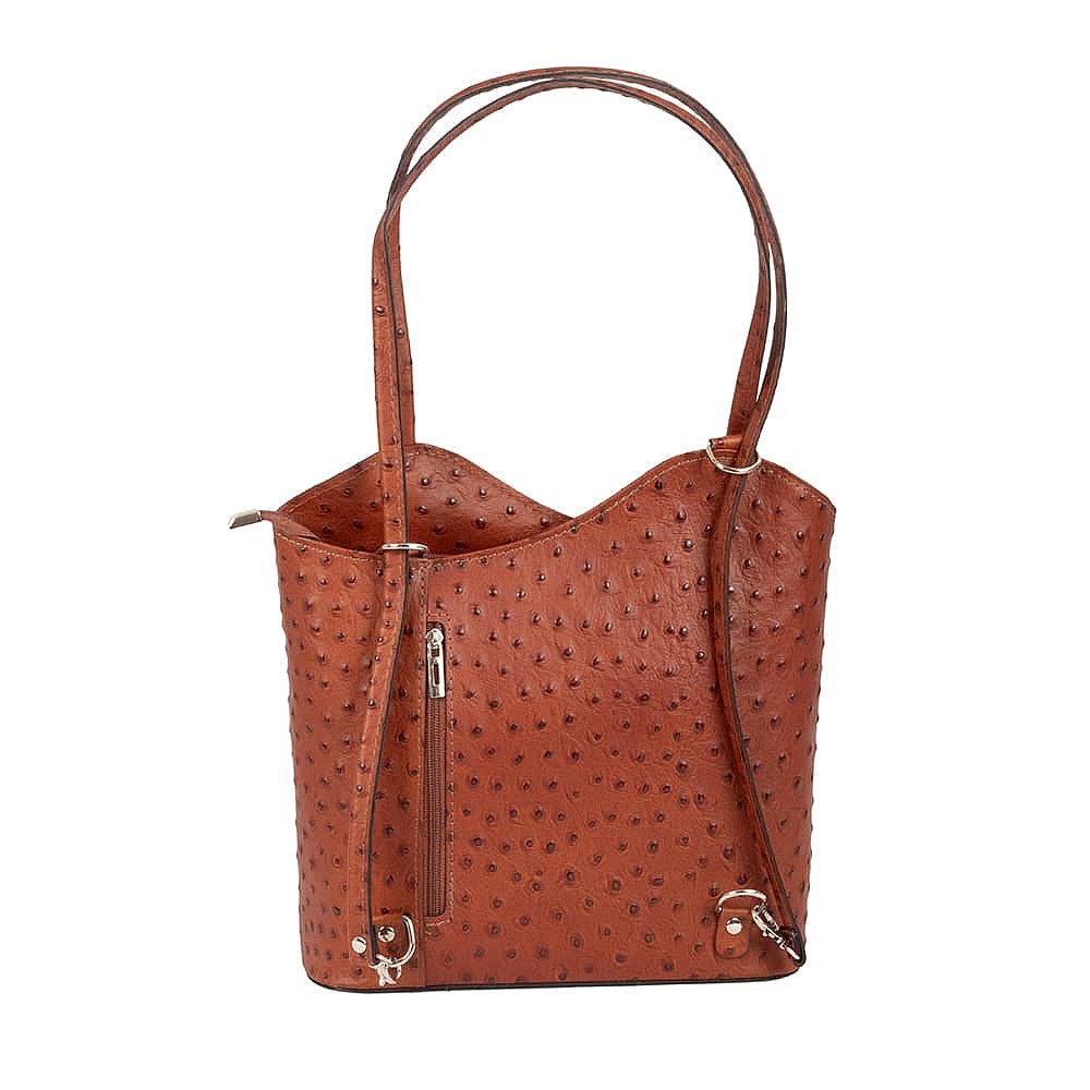 Eloquently Embossed Tan Leather Bag