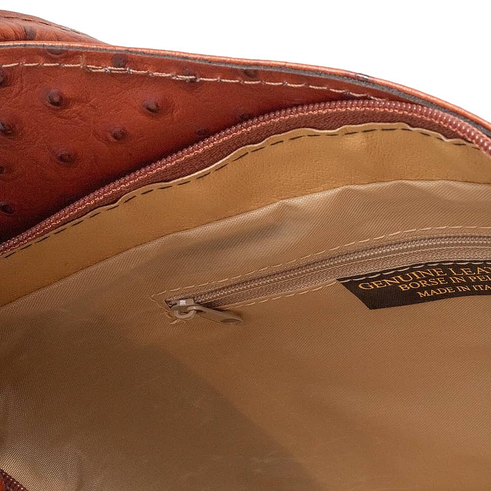 Eloquently Embossed Tan Leather Bag