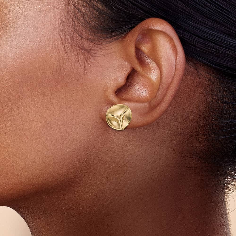 Ripple In The Round Gold-Tone Stud Earrings