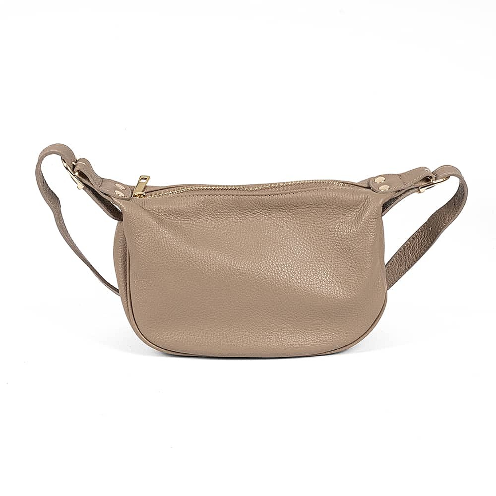 Travel In Taupe Leather Cross-Body Bag