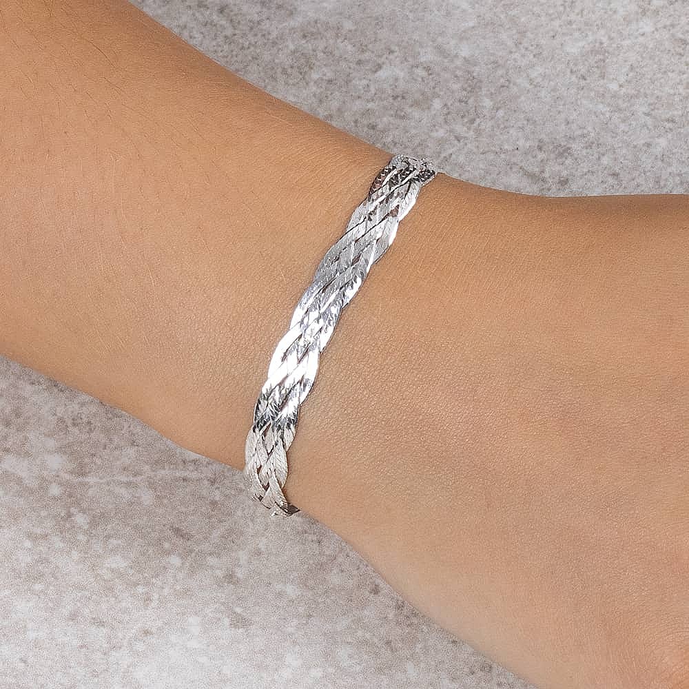 Woven Whisper Silver Bracelet