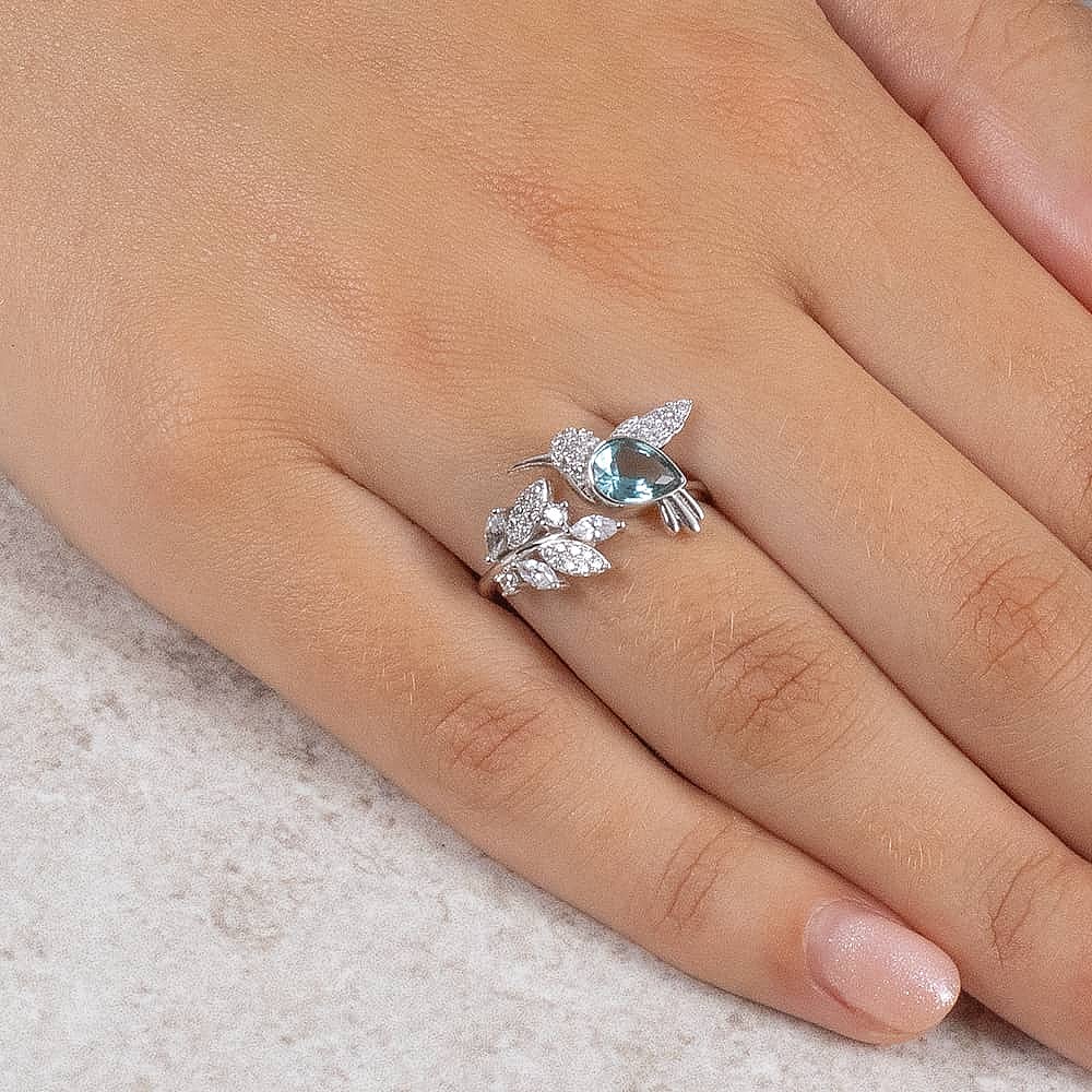 Abundant Joy Hummingbird Sterling Silver Ring Pia Jewellery