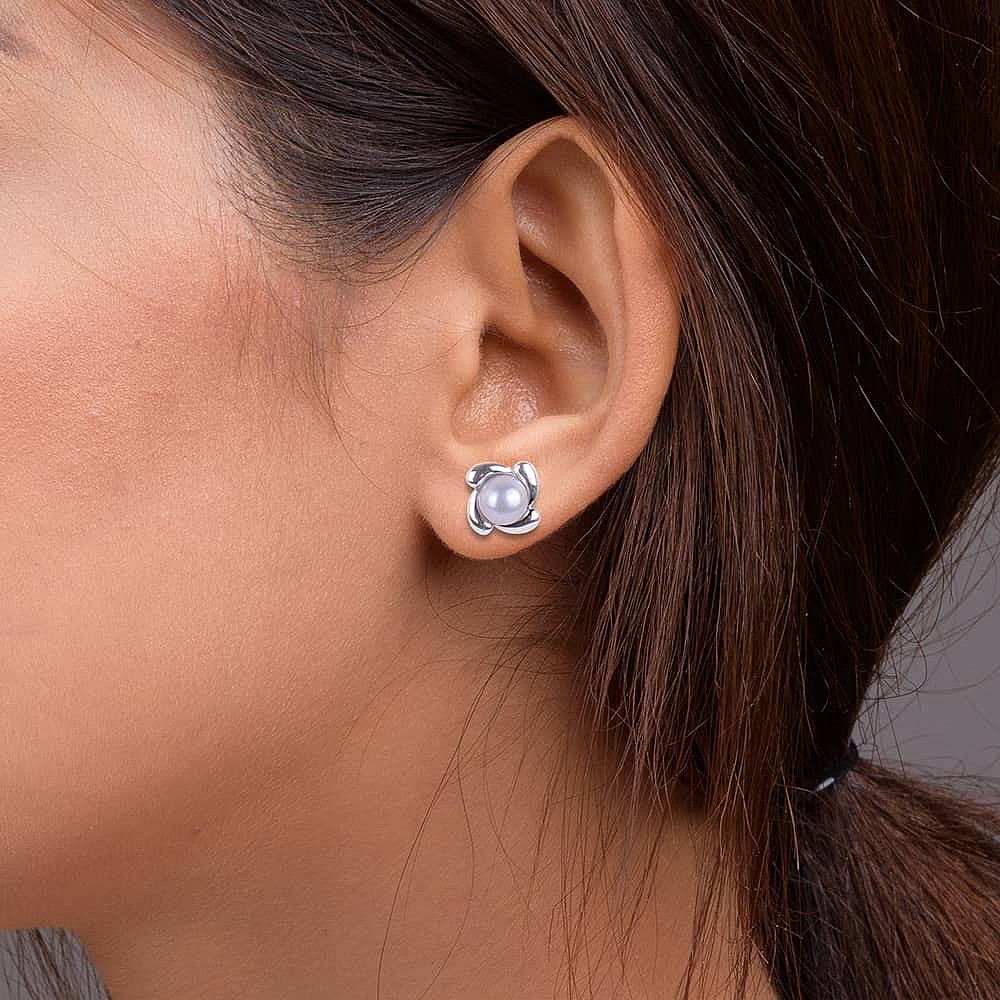 In a Whirl Pearl Stud Earrings