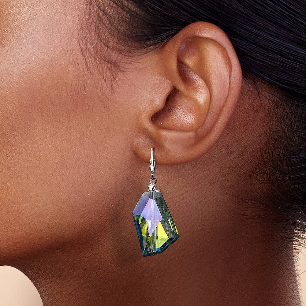 Prismatic Paradigm Blue, Green Purple Crystal Drop Earrings