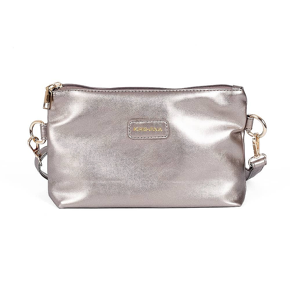 Woven In Elegance Pewter Faux Leather Bag