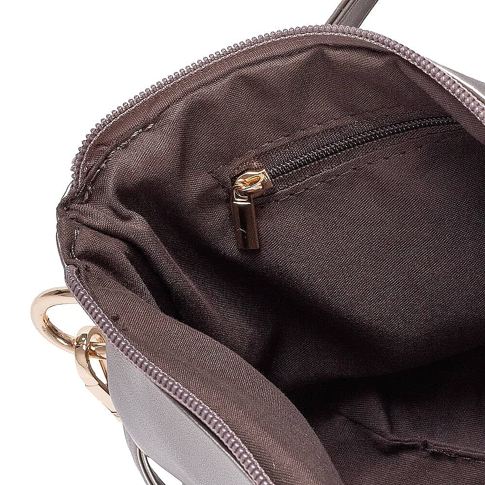Woven In Elegance Pewter Faux Leather Bag