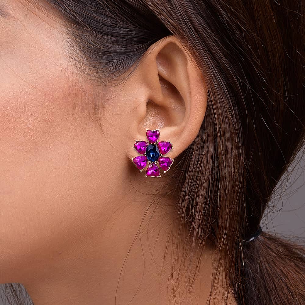 All Eyes on Me Fuchsia Stud Earrings