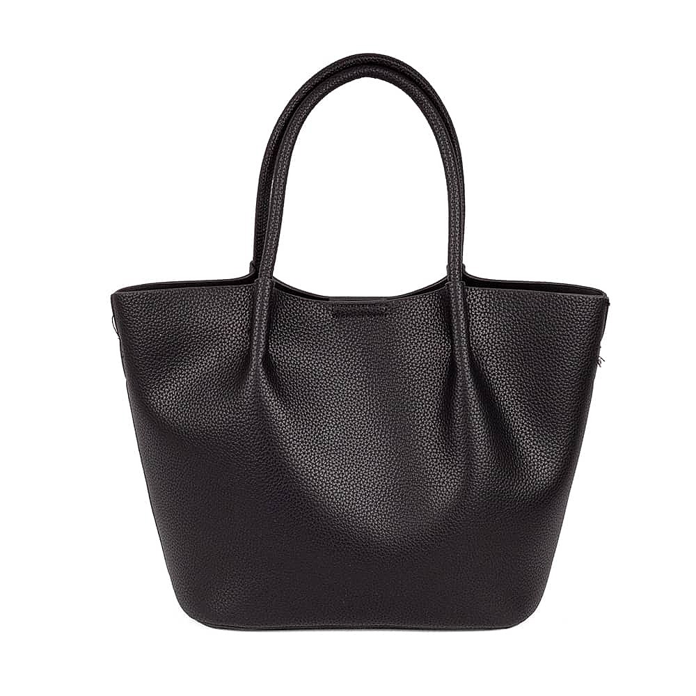 Beguiling In Black Faux Leather Tote Bag