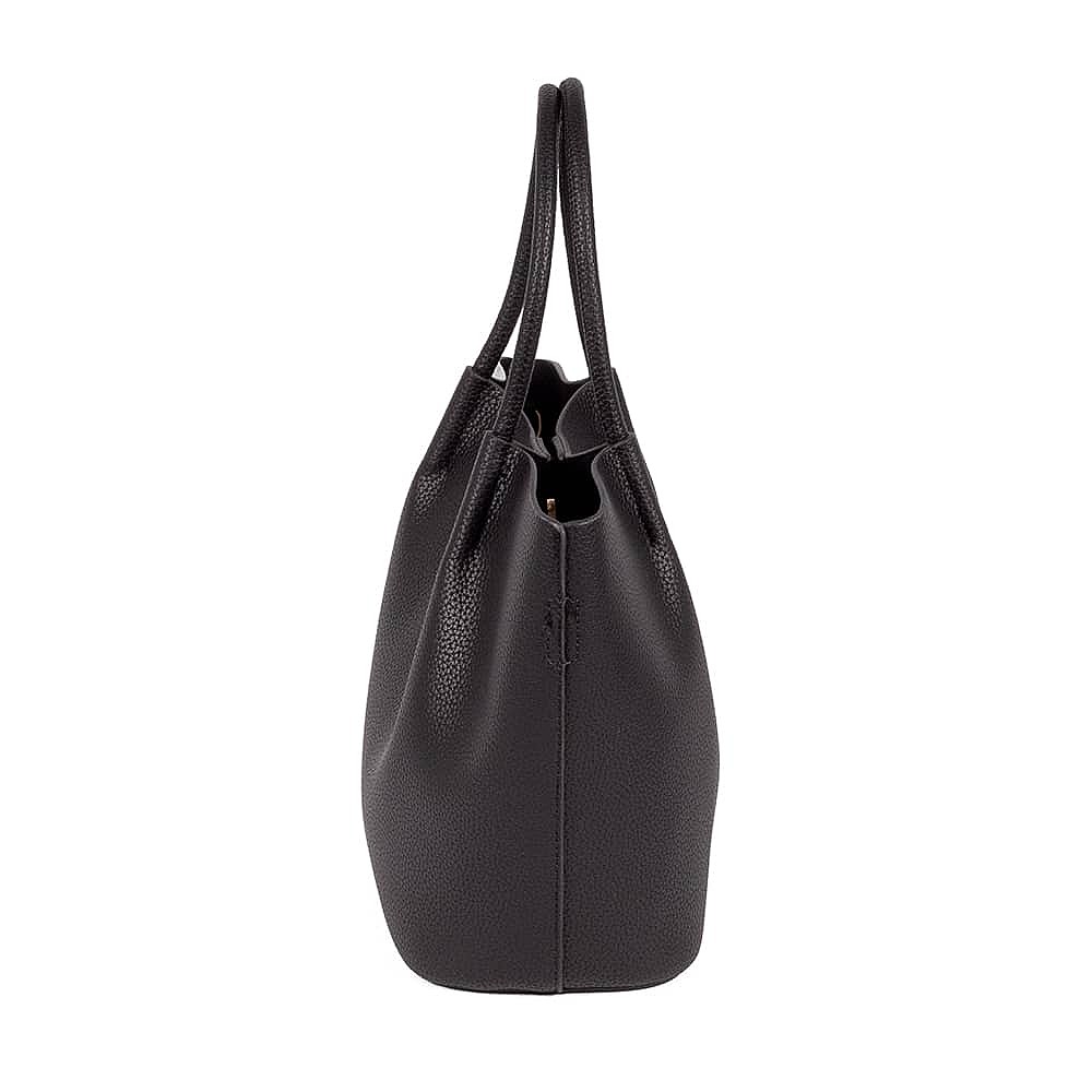 Beguiling In Black Faux Leather Tote Bag