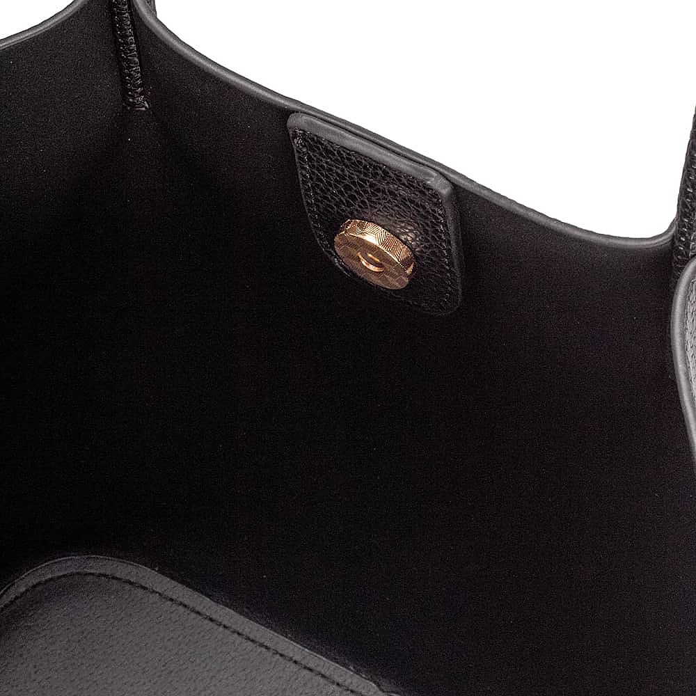 Beguiling In Black Faux Leather Tote Bag
