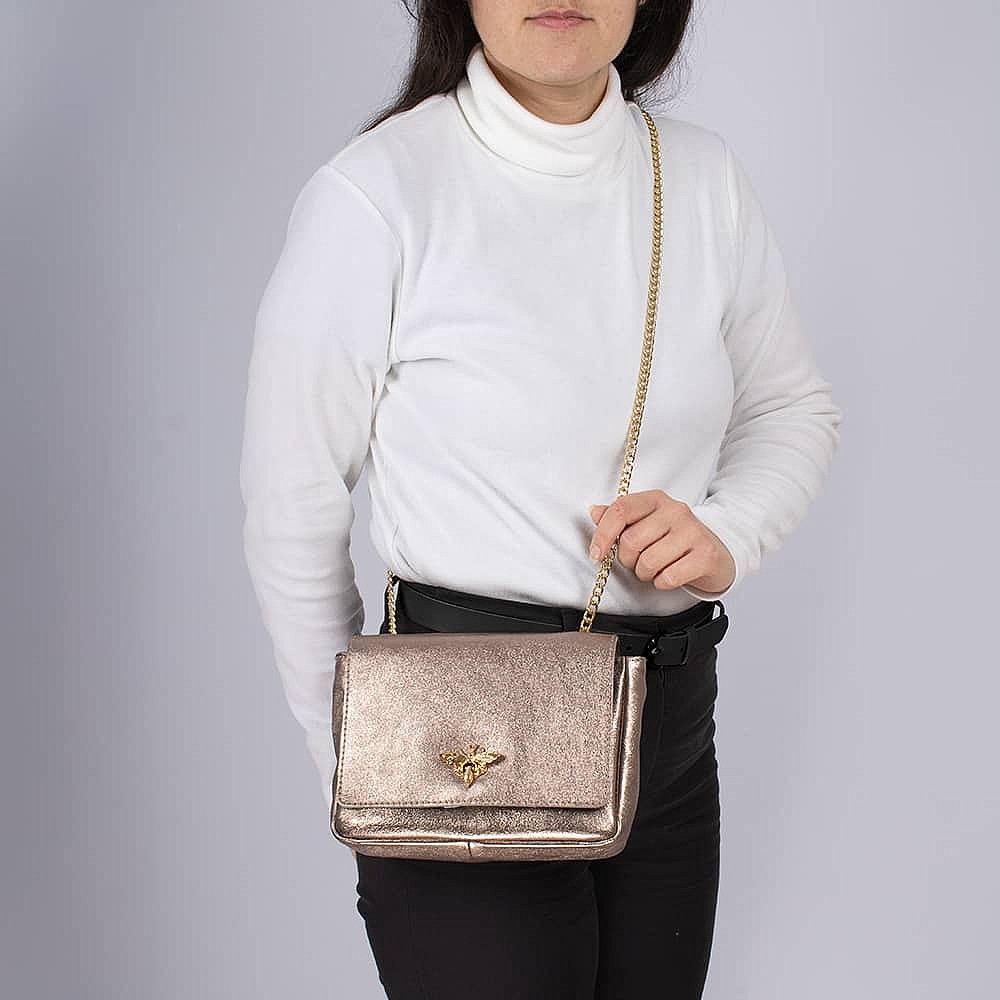 Burnished Bee Leather Cross-Body Bag