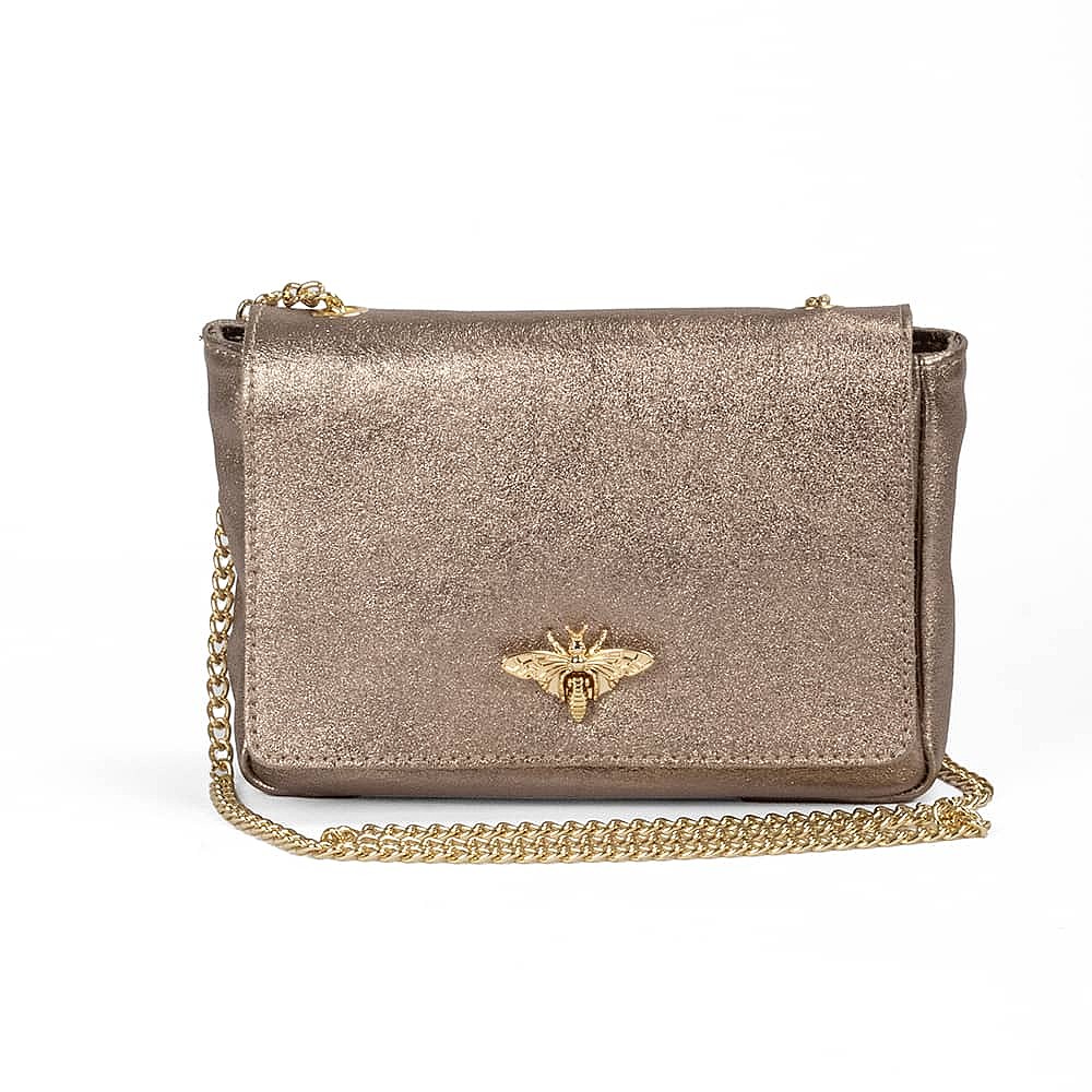 Burnished Bee Leather Cross-Body Bag