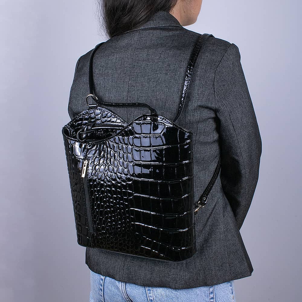 black leather backpack london Women's Black Leather Backpack | Grafton Street AW24