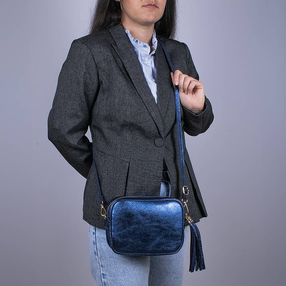 By Moonlight Navy Leather Cross-Body Bag