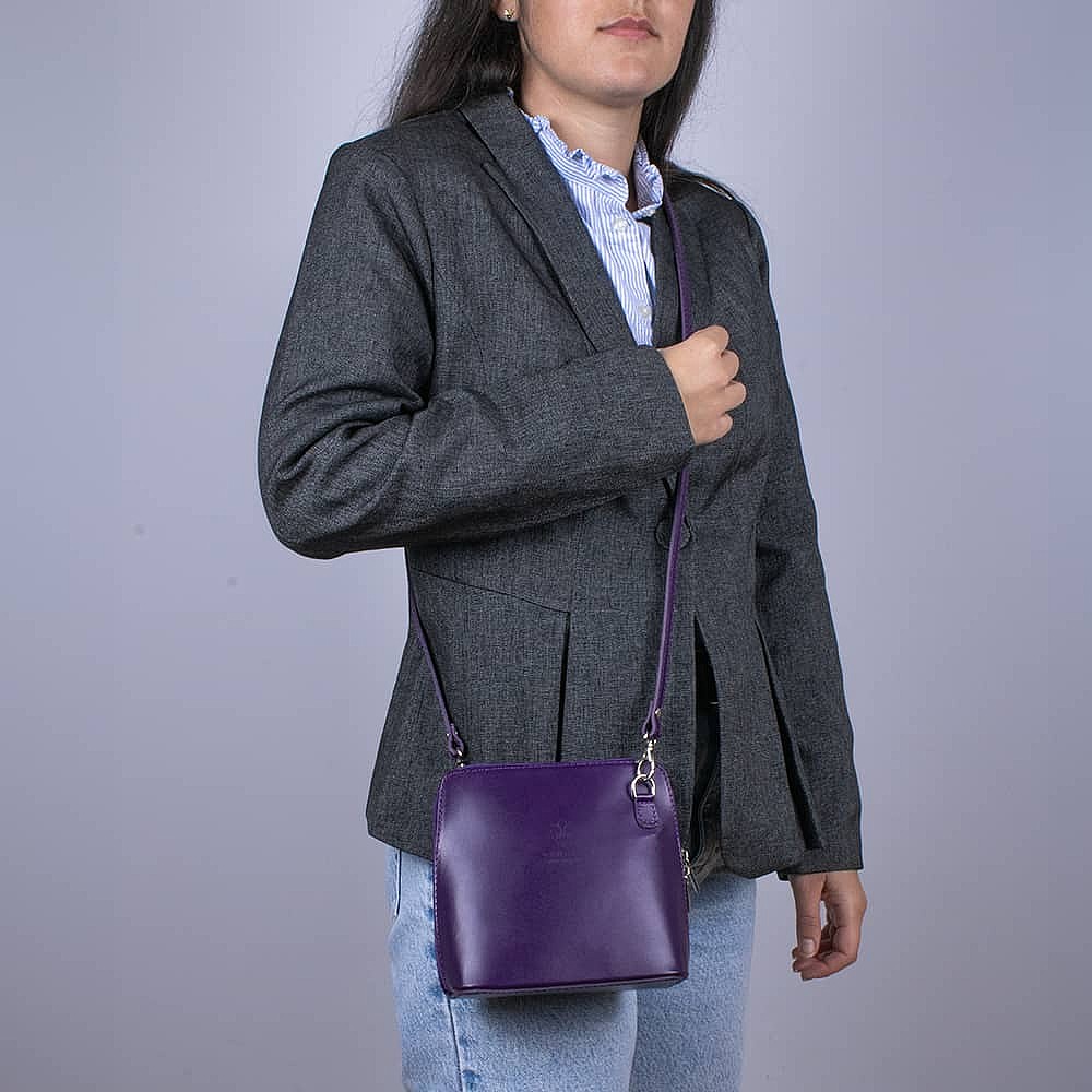 A Vision in Violet Leather Cross-Body Bag