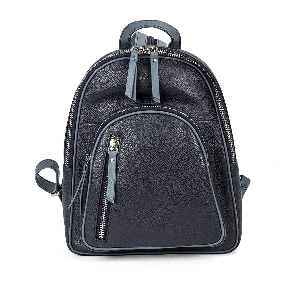 Going Places Navy Leather Backpack