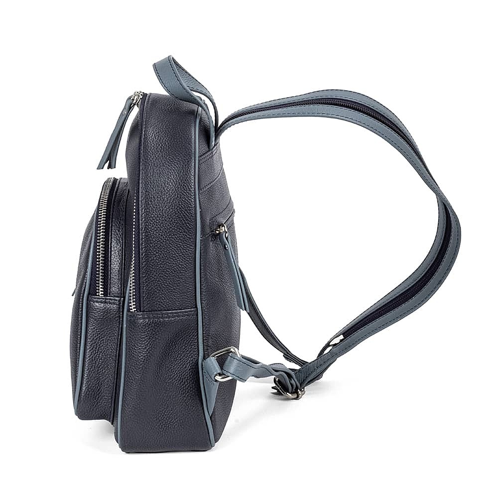 Going Places Navy Leather Backpack