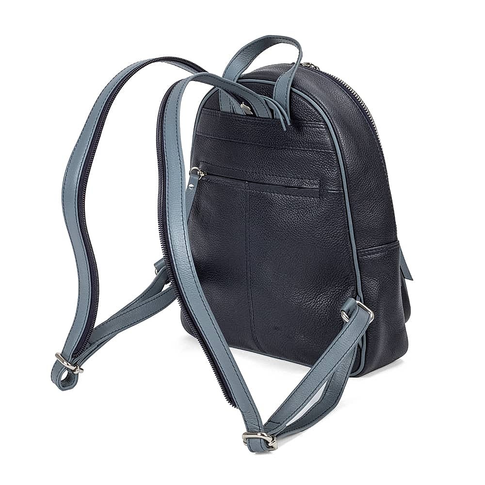 Going Places Navy Leather Backpack