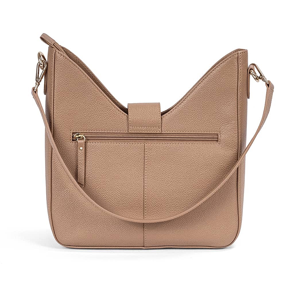Ahead of the Curve Praline Leather Bag