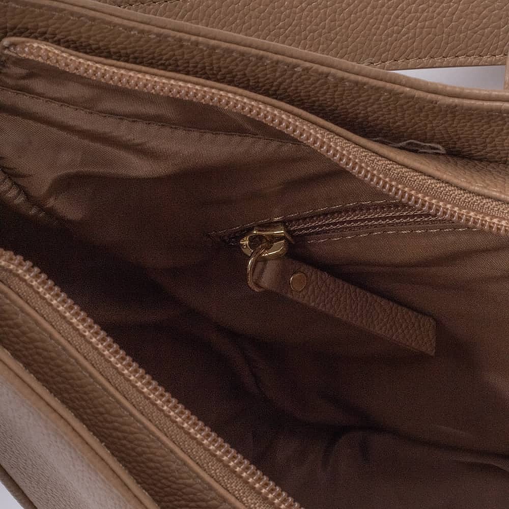 Ahead of the Curve Praline Leather Bag