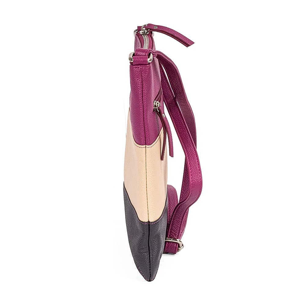 Lines of Contrast Leather Cross-Body Bag