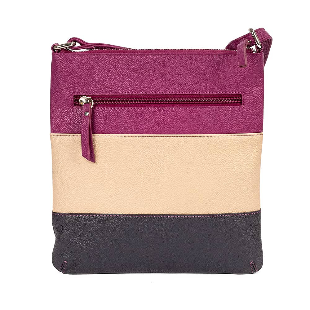 Lines of Contrast Leather Cross-Body Bag