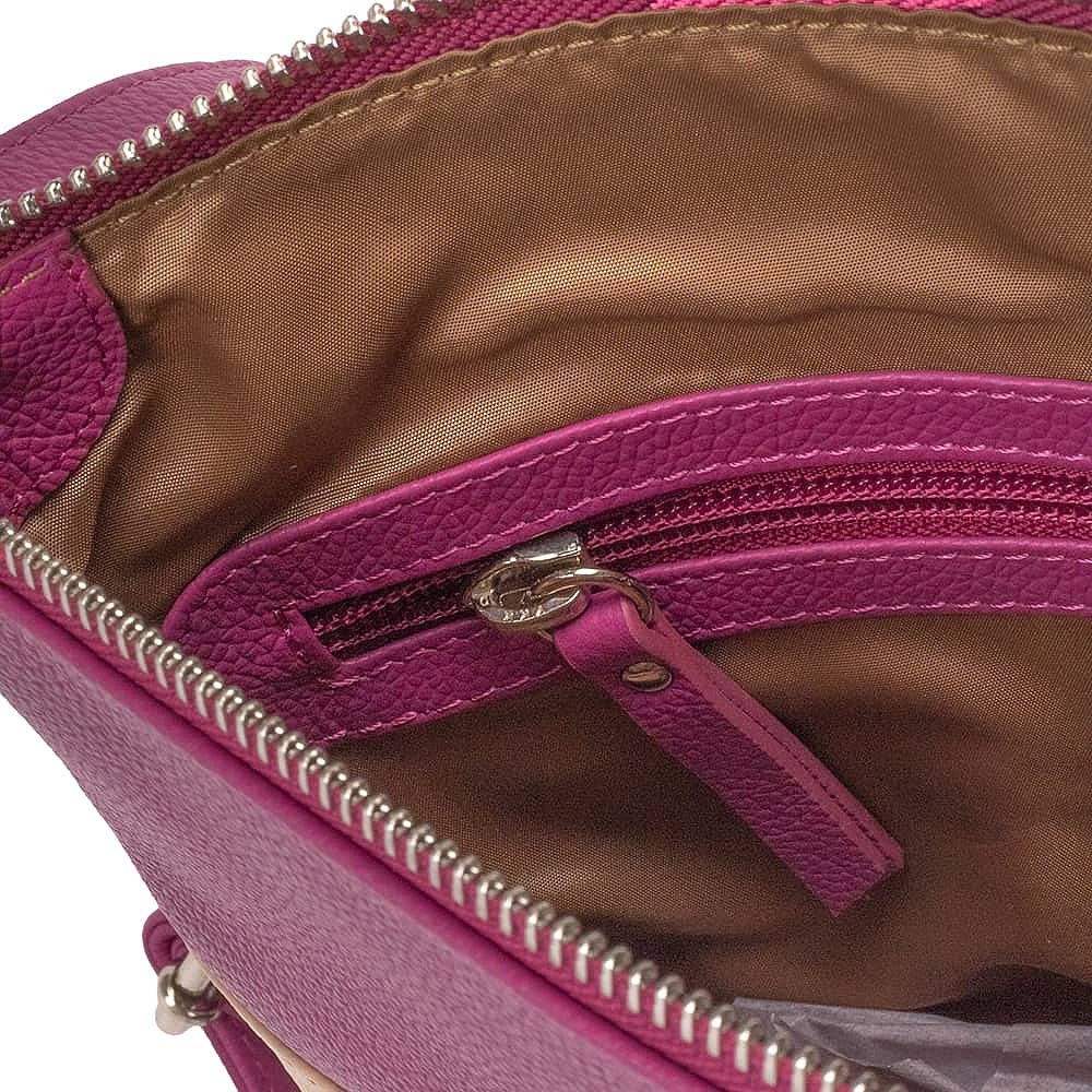 Lines of Contrast Leather Cross-Body Bag