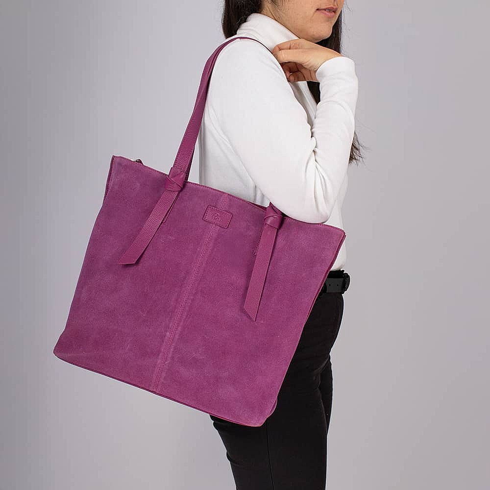 Magenta Moment Suede Tote Bag