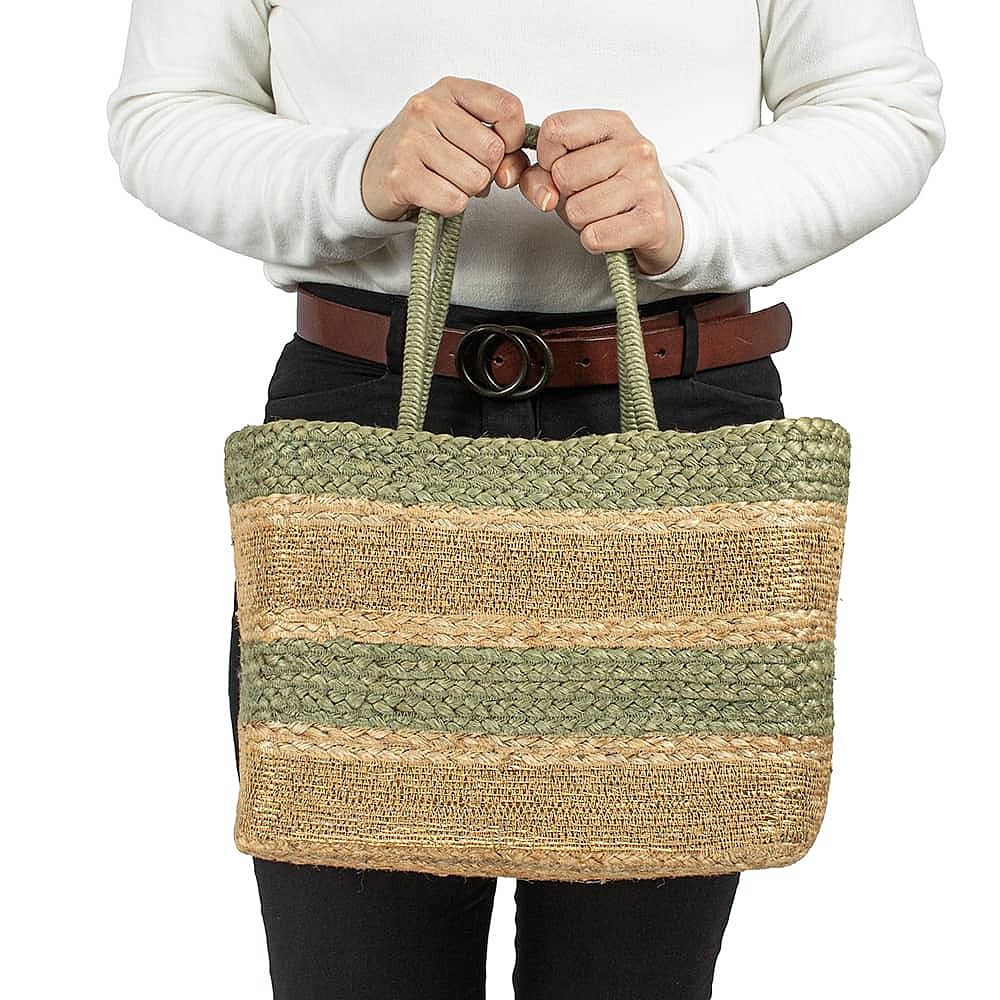 Shoreline Chic Sage Basket Bag