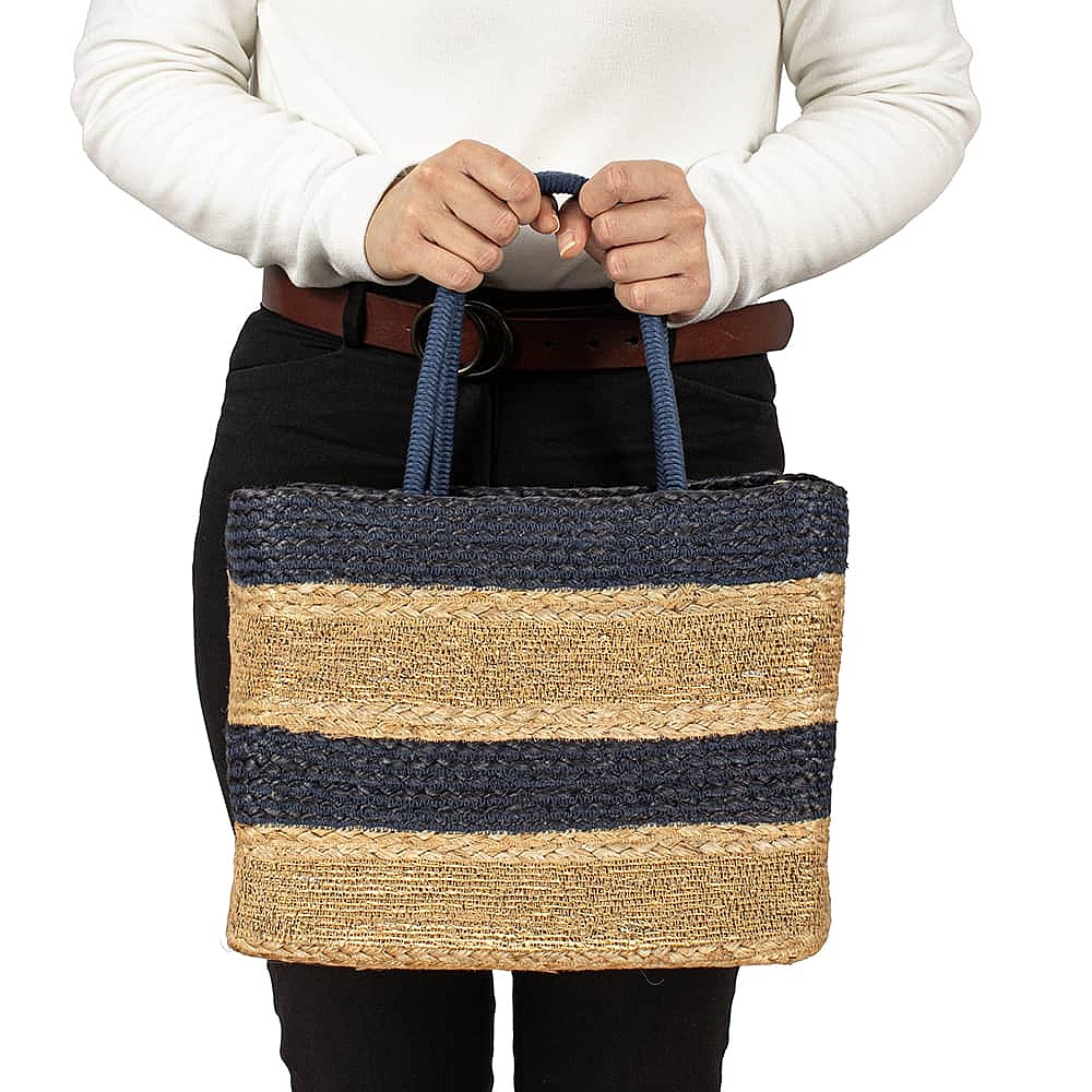 Shoreline Chic Navy Basket Bag