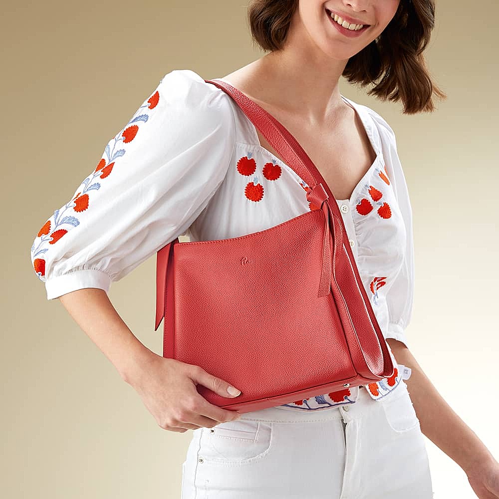 Confidently Coral Leather Bag