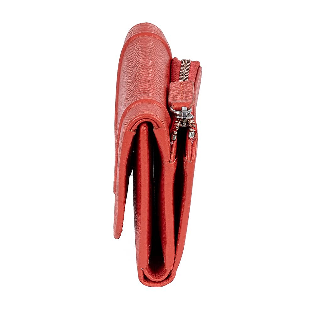 All Lined Up Coral Leather Purse