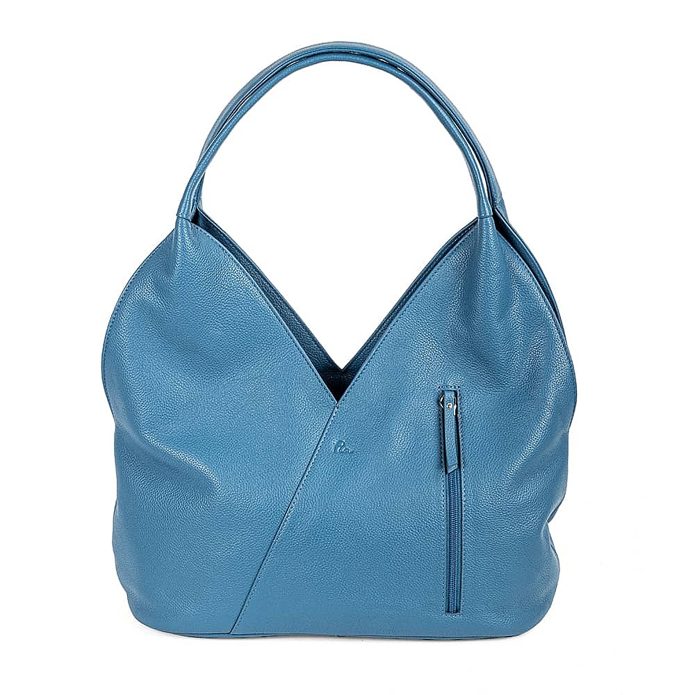 Hydrangea Hues Blue Leather Bag