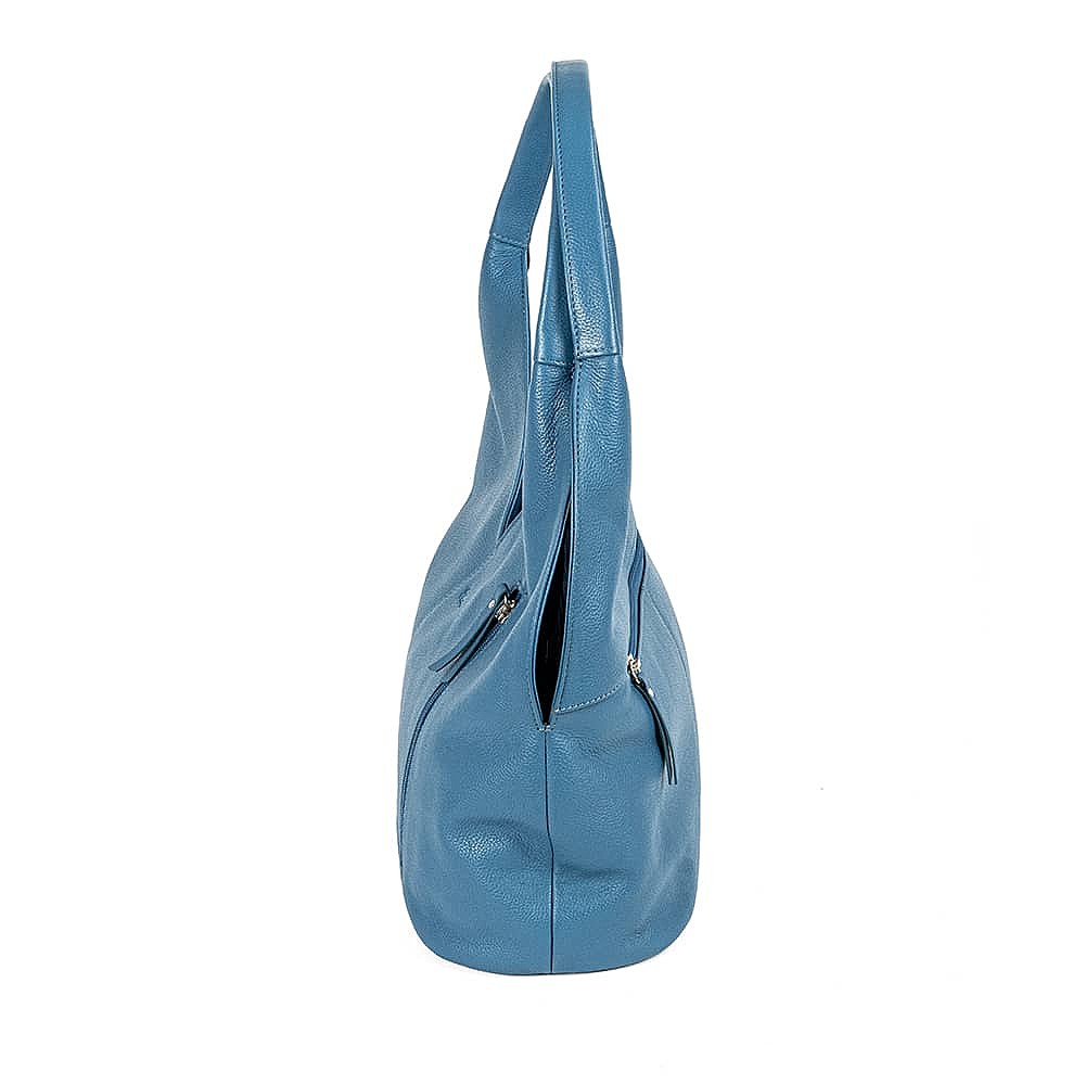Hydrangea Hues Blue Leather Bag