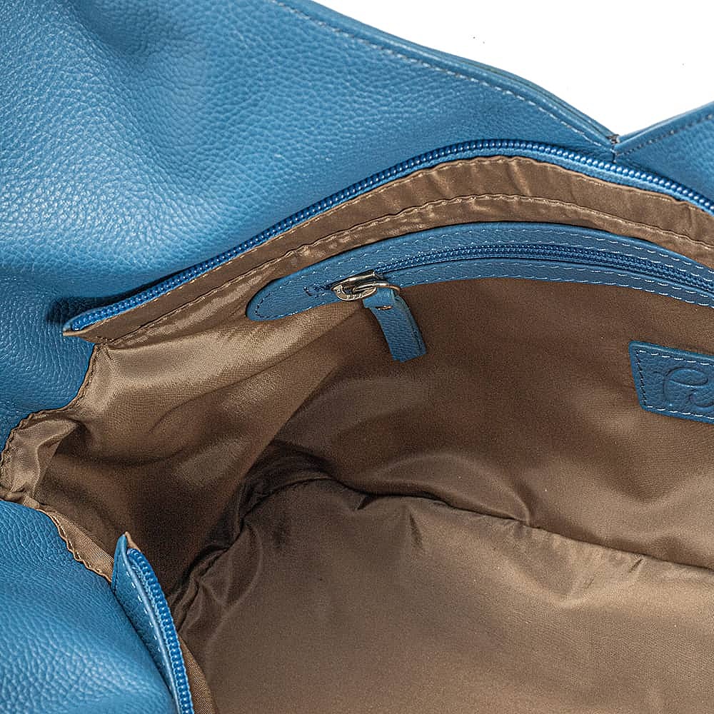 Hydrangea Hues Blue Leather Bag