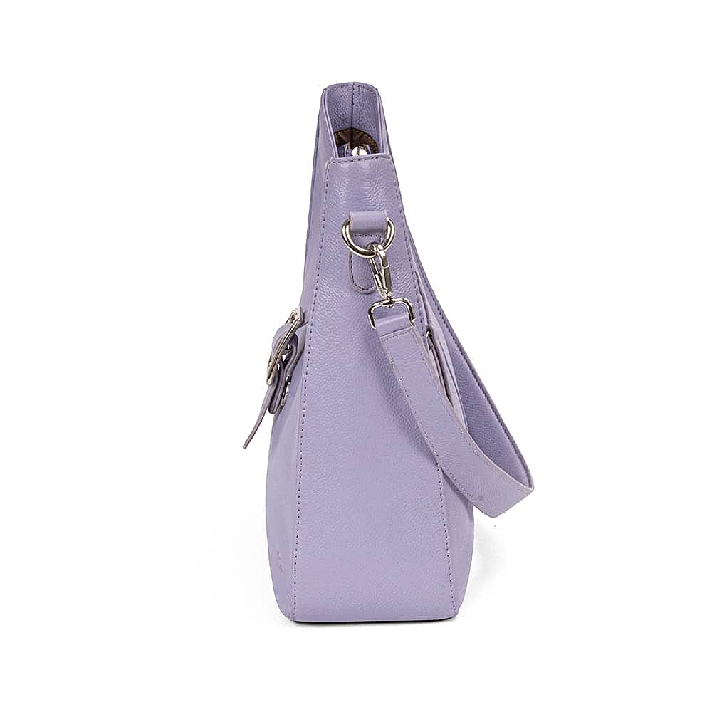 Ahead of the Curve Lilac Leather Bag