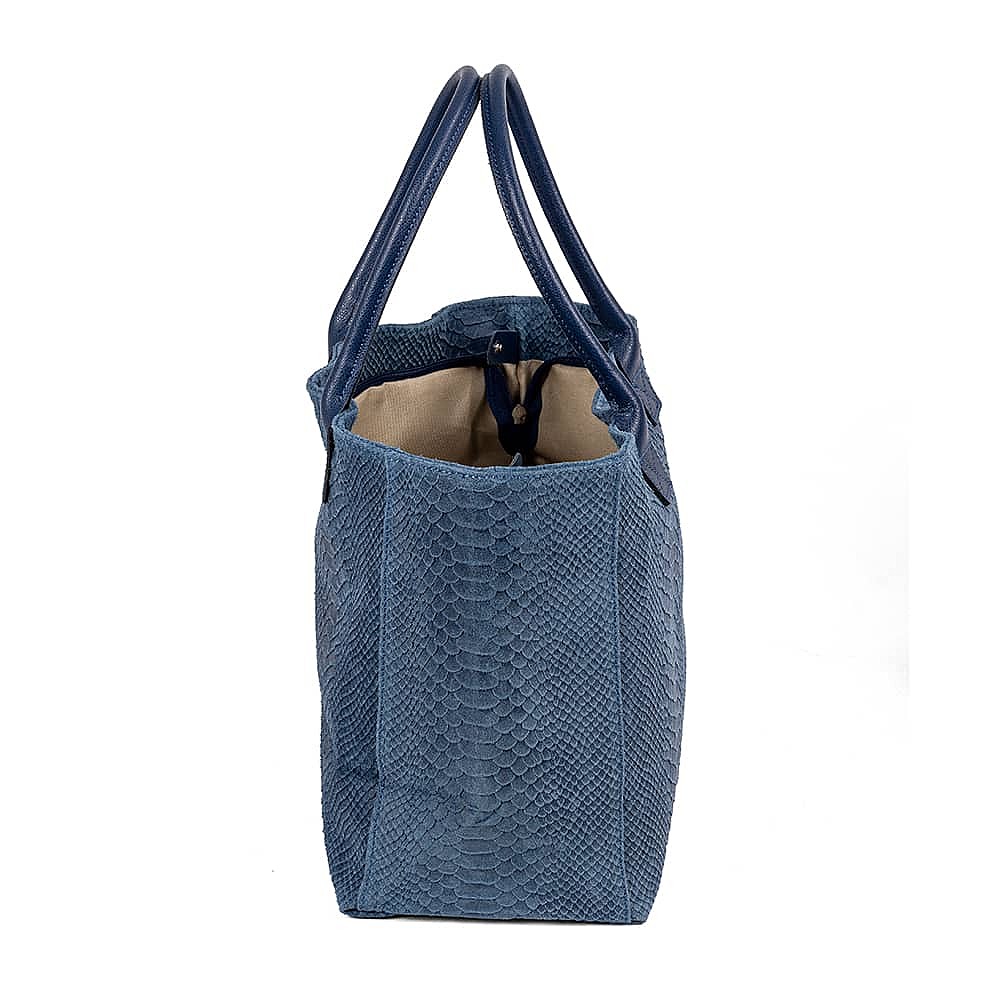 On the Scene Denim Suede Tote Bag