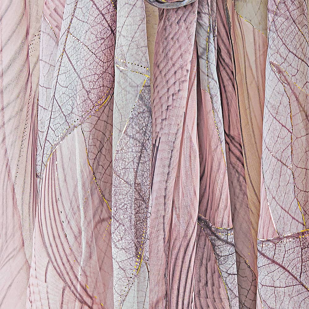 Gilded Gossamer Blush Leaves Scarf