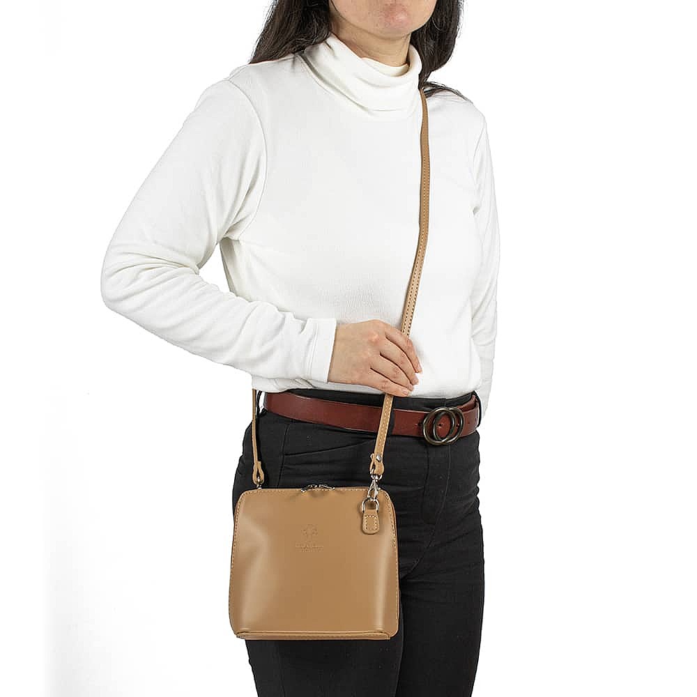 Timeless Taupe Leather Cross-Body Bag
