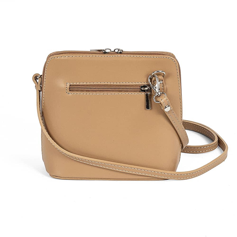 Timeless Taupe Leather Cross-Body Bag