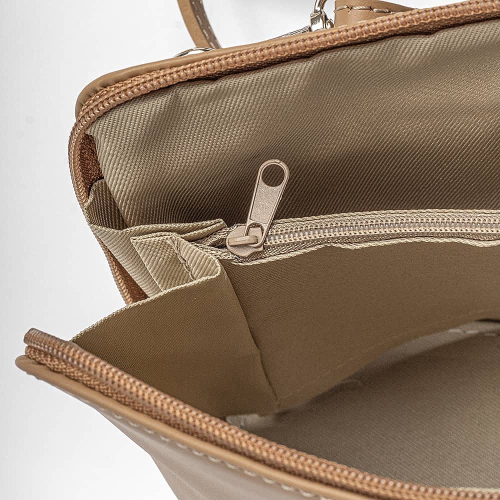 Timeless Taupe Leather Cross-Body Bag