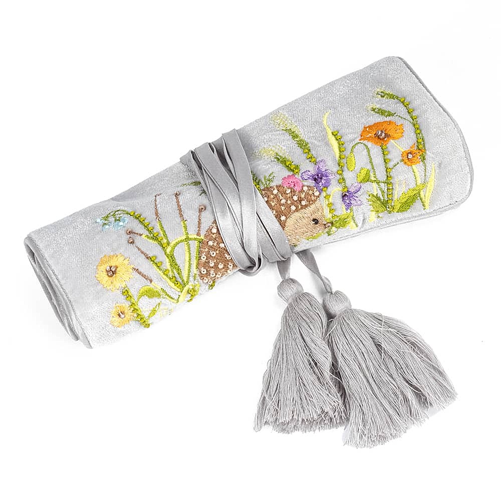 Hedgehog Harmony Velvet Jewellery Roll