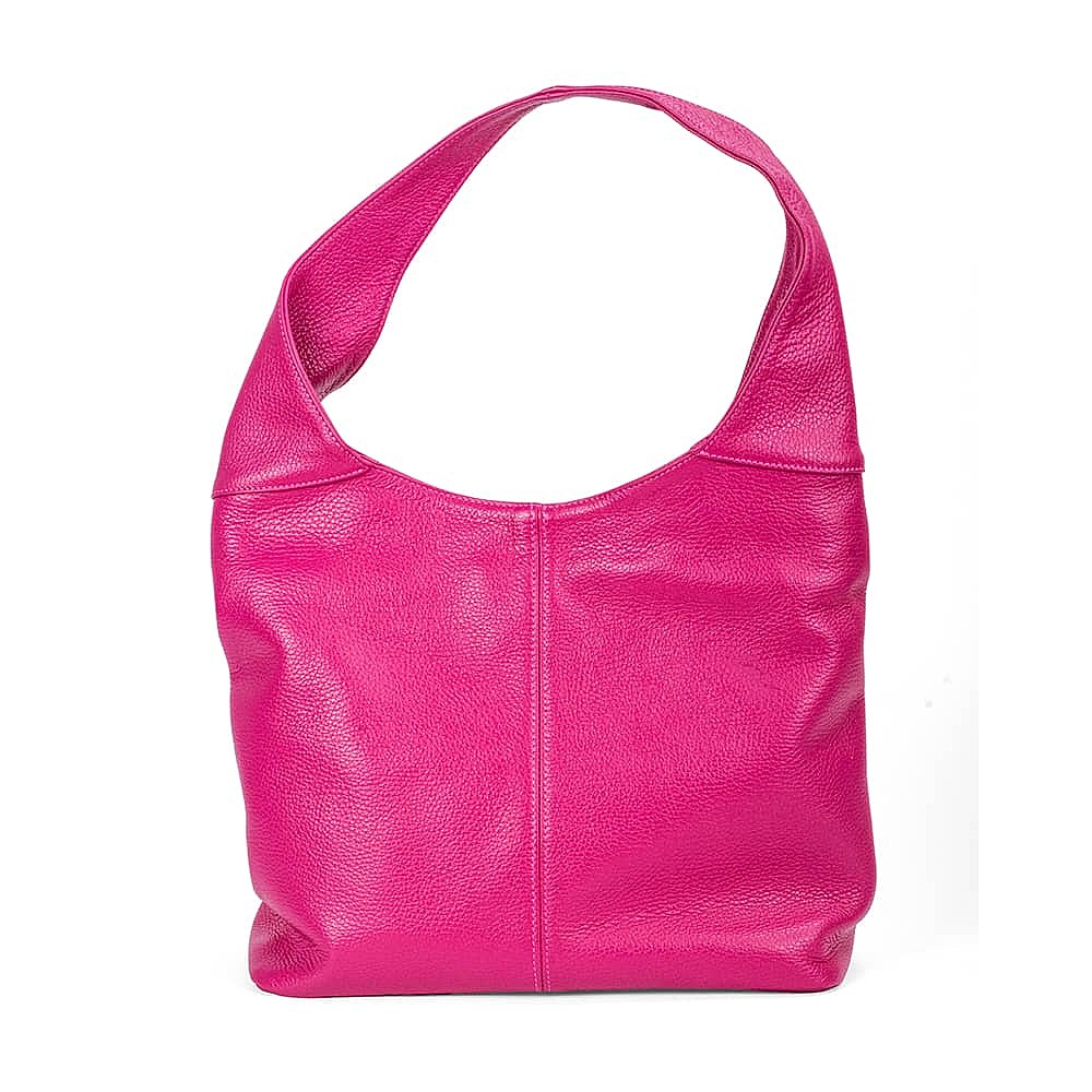 Flushed with Fuchsia Leather Slouch Bag