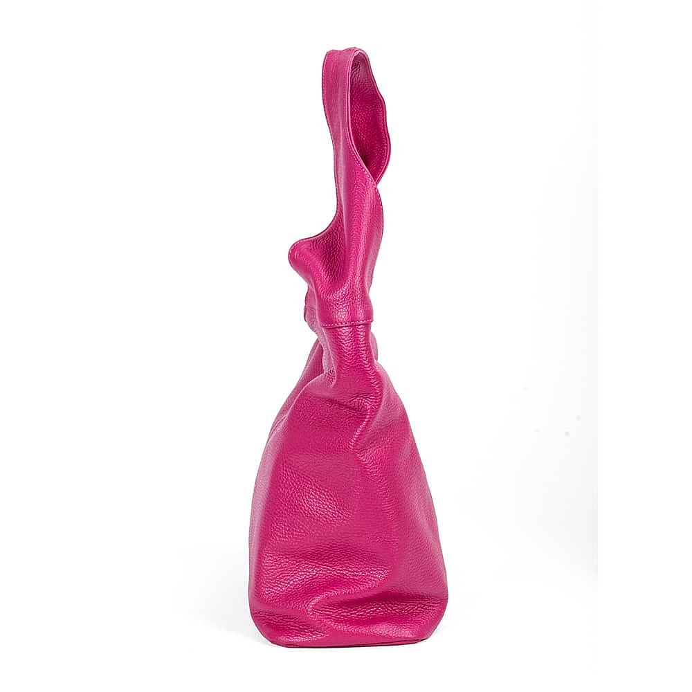 Flushed with Fuchsia Leather Slouch Bag
