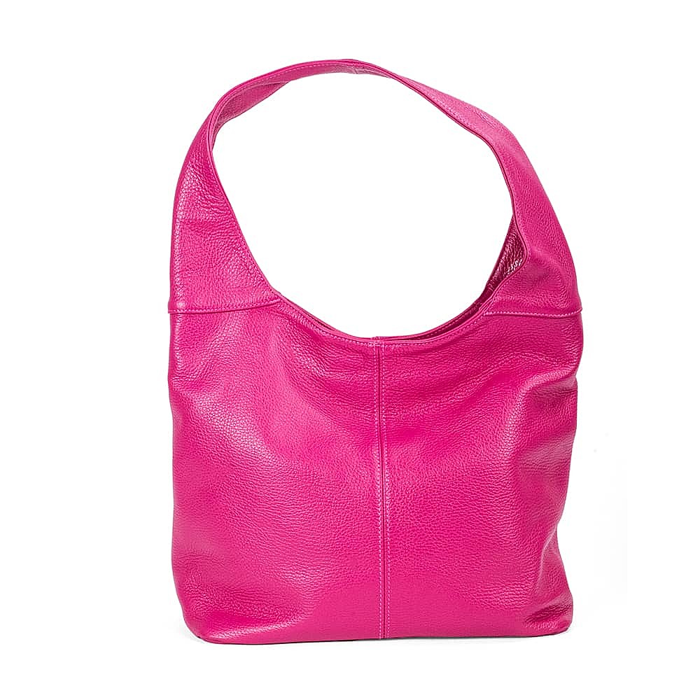 Flushed with Fuchsia Leather Slouch Bag