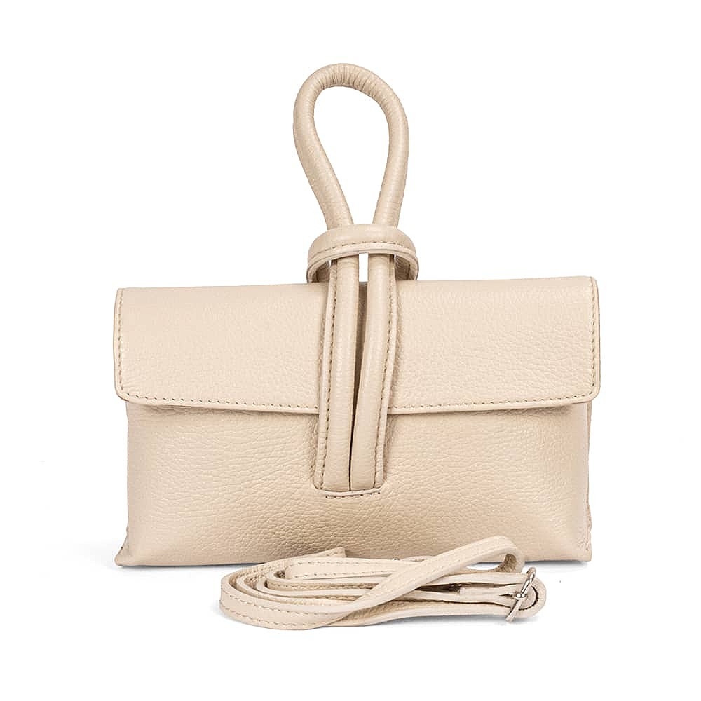 In the Loop Cream Leather Clutch Bag