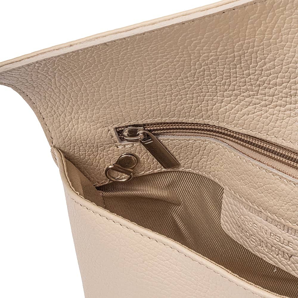 In the Loop Cream Leather Clutch Bag